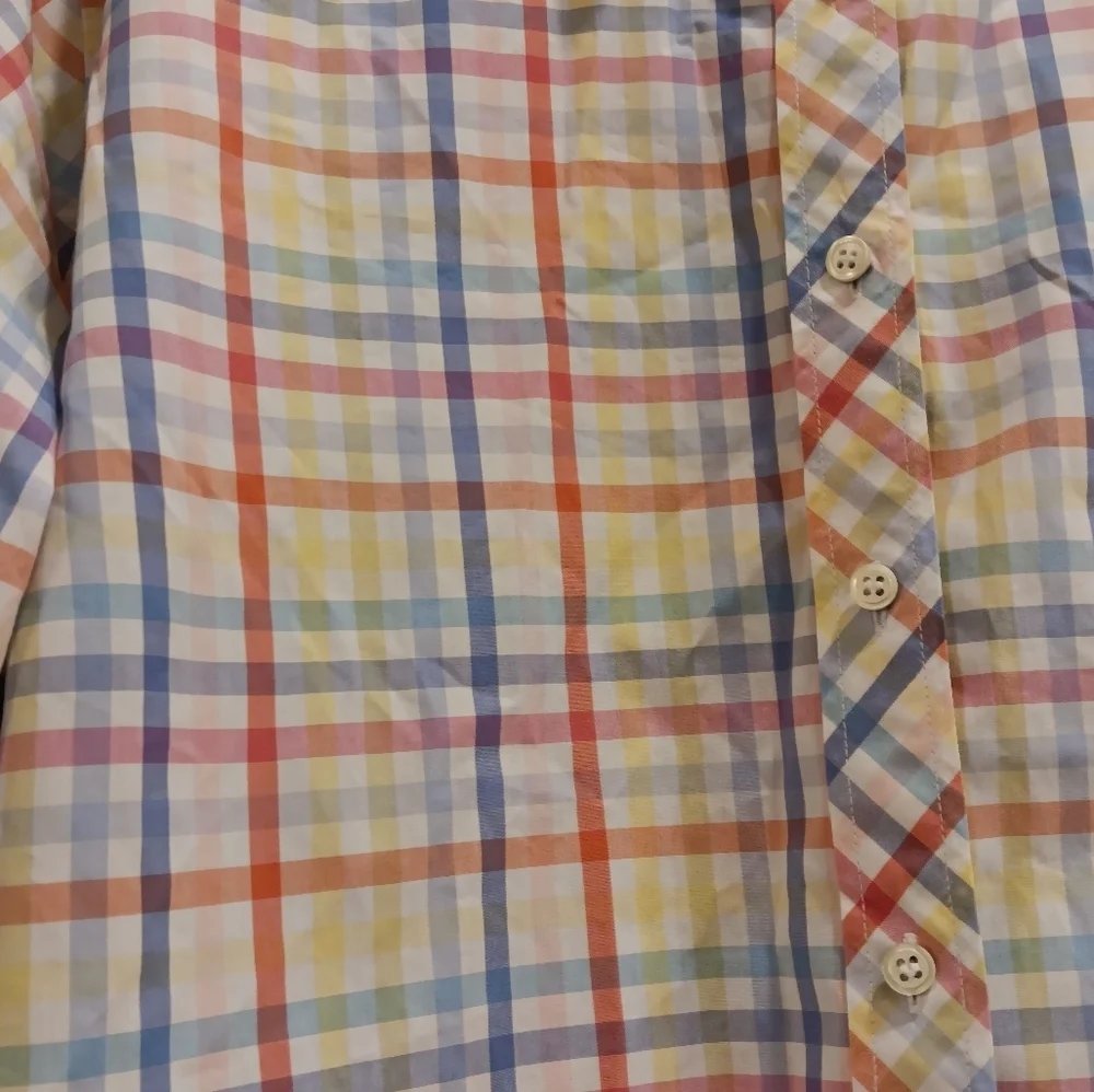 Talbots Yellow Blue Multicolored Plaid Long Sleeve Button Up Shirt Size 3X